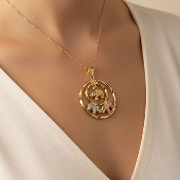 Pendentif élégant en 3 Ors 18K