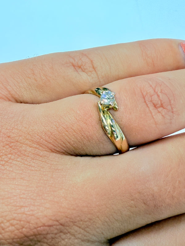 Solitaire en diamant en or jaune 18k Taille-54