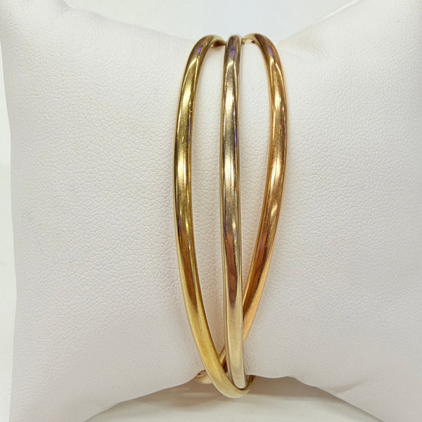Bracelet jonc en or jaune, blanc et rose 18 K