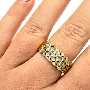 Bague en Or Jaune 18k avec Diamants - T 59