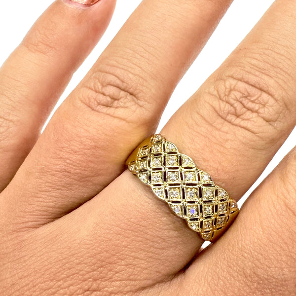 Bague en Or Jaune 18k avec Diamants - T 59