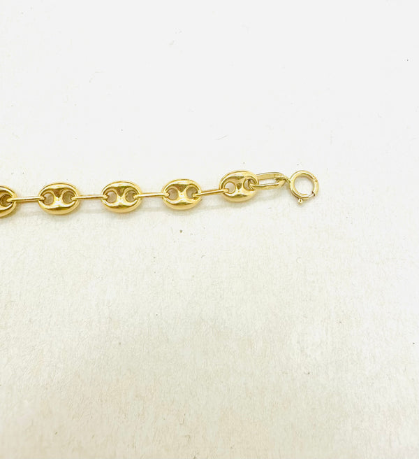 Bracelet Grain de Café en Or Jaune 18k Lg 17cm