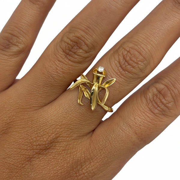Bague ancienne en or jaune avec Oxyde de Ziconium 18K - 2.77Grs - T58