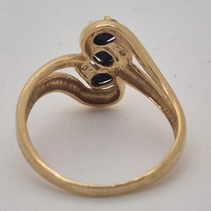 Bague en Or jaune 18k avec saphirs