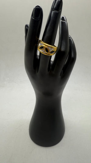Bague Tank en Or Jaune 18k avec Oxyde de Zirconium - T 55