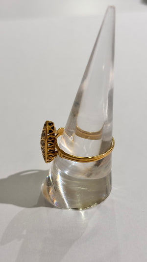 Bague Marquise Or Jaune 18 Carats 13 Oxyde Zirconium