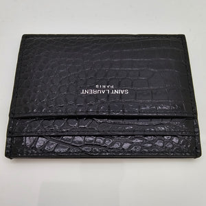 Porte Cartes Saint Laurent - Texture Effet Croco Noir