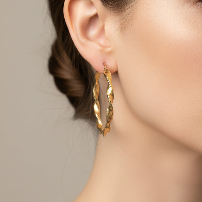 Boucles d'oreilles créoles en Or Jaune 18K