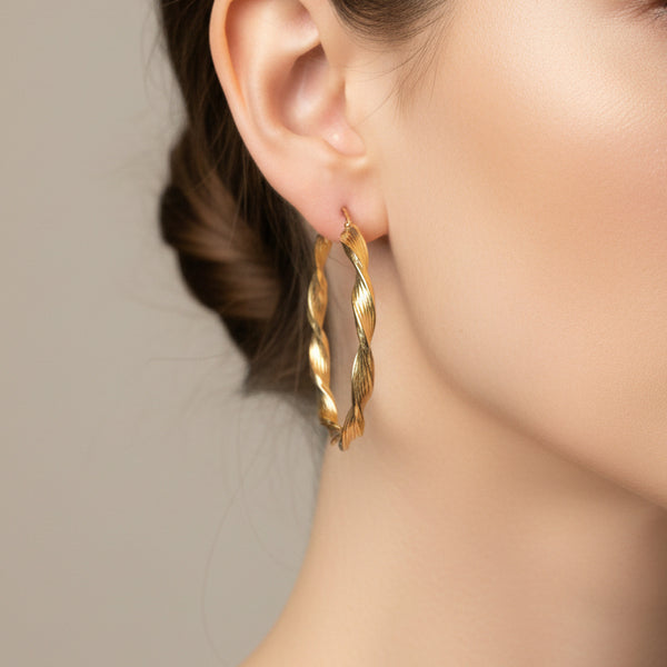 Boucles d'oreilles créoles en Or Jaune 18K
