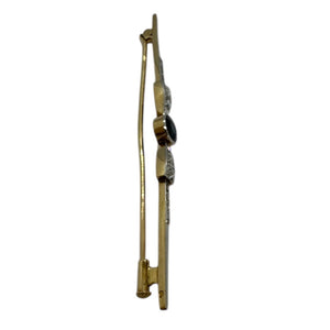 Broche en Or Jaune 18k avec Diamants et Saphir - 5.54 Grs