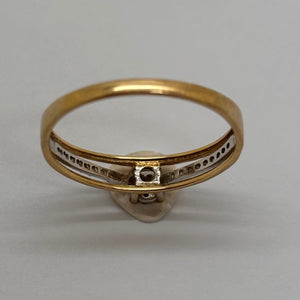 Bague solitaire pavée diamants en or 18K - T54 - 1.46g