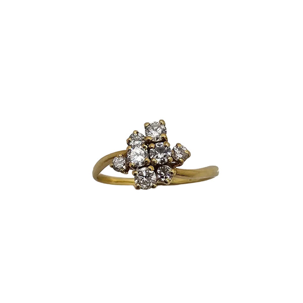 Bague Bouquet en Or Jaune 18K - 2.09 G - T 52 avec Diamants