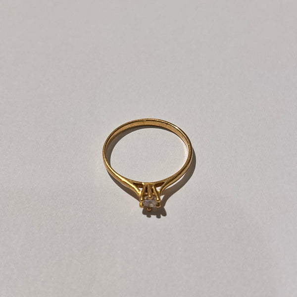 Solitaire en or jaune 18 carats avec Oxyde de Zirconium - T 55