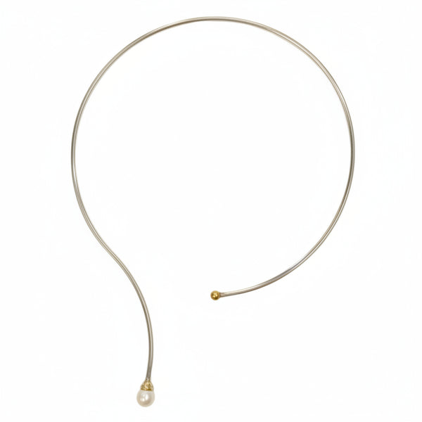 Collier ras du cou perle en or 18 carats