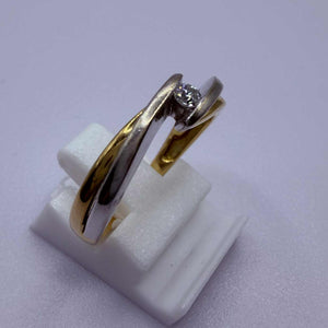Bagues Alliance Or Jaune et Blanc 18K - Taille 57.5 - 2.92g