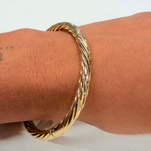 Bracelet jonc torsadé en or jaune 18 K
