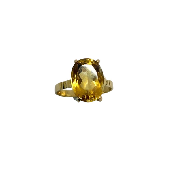 Bagues Or Jaune 18 K avec Pierre Citrine - T 51 - 2.57 Grs