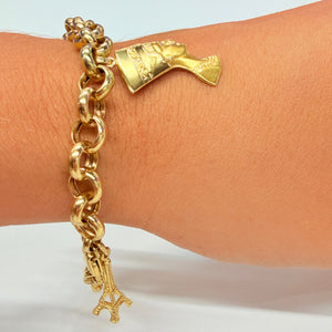 Bracelet Maillon avec Maille Jaseron en Or Jaune & Or Blanc 18k