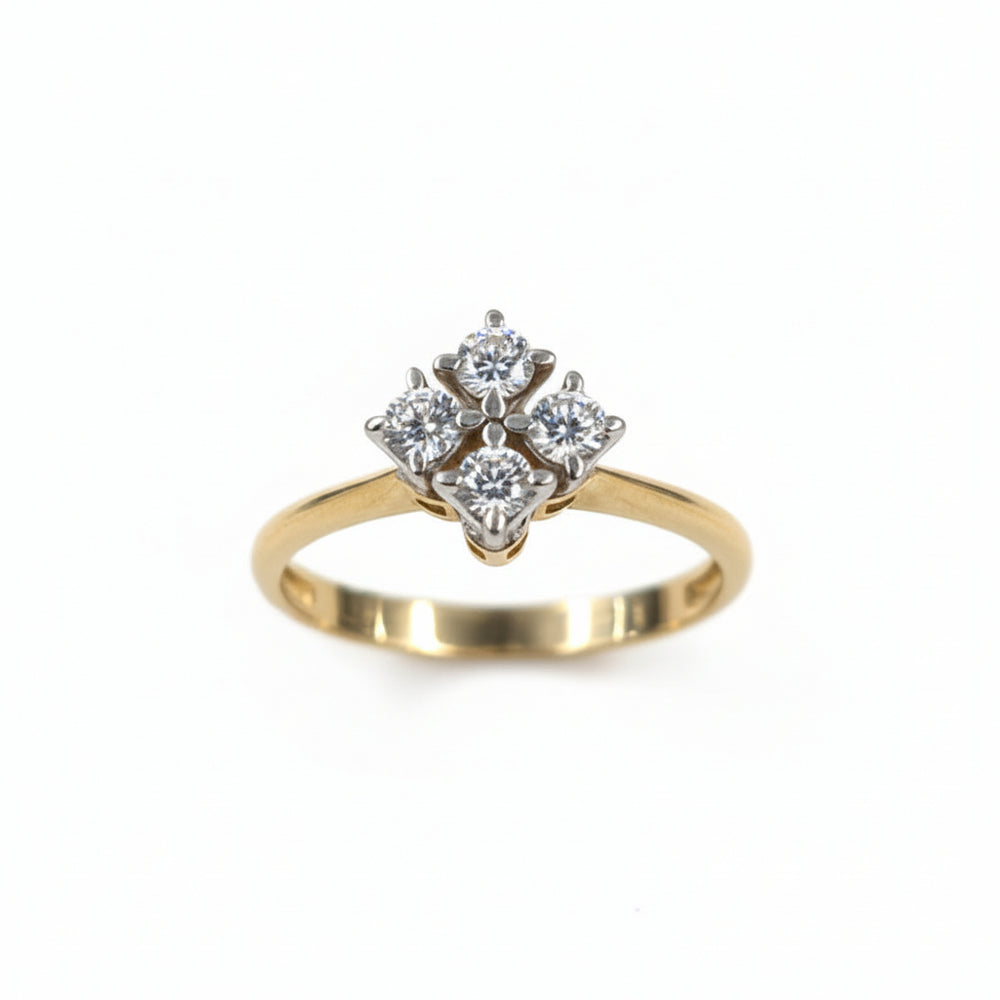 Bague Solitaire en Or Jaune 18 Carats Moissanites Carré - Taille 54