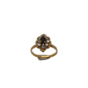 Bague Marguerite Or Jaune 18K Saphir et Zirconium 2.48 Grs - Taille 50