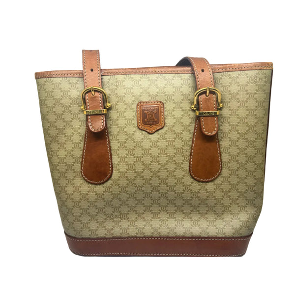 Vintage Celine Cabas en cuir beige