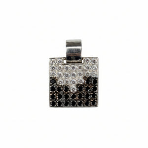 Pendentif en or blanc avec diamants noirs et blancs
