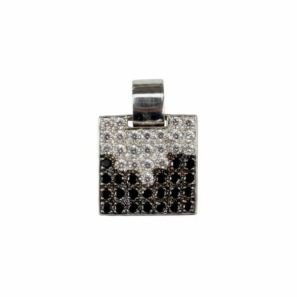 Pendentif en or blanc avec diamants noirs et blancs