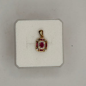 Pendentif Or Jaune 750/1000 avec Rubis et Diamants