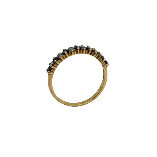 Bague Or Jaune avec Saphir et Oxyde de Zirconium 18k