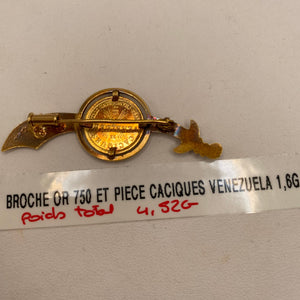 Broche en or jaune 18 carats – 4,8 x 1,7 cm