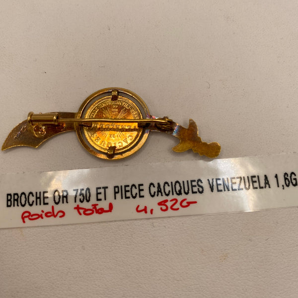 Broche en or jaune 18 carats – 4,8 x 1,7 cm