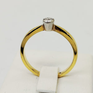 Solitaire en Or Jaune et blanc  18K avec Diamant -Taille 54-  3.10g