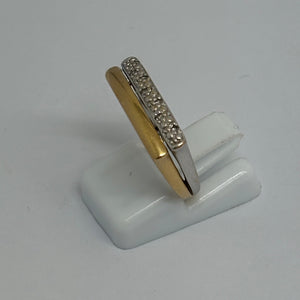Bague Tank en Or Jaune et Gris 18K et Diamants - Taille 53 - 3.23g