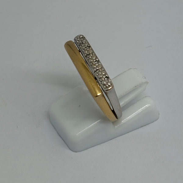 Bague Tank en Or Jaune et Gris 18K et Diamants - Taille 53 - 3.23g