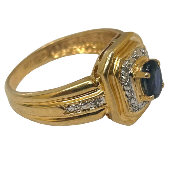 Bague en Or Jaune et Diamants/Saphir