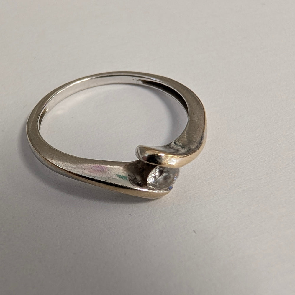 Bague Solitaire en Or Blanc 18K - Taille 53