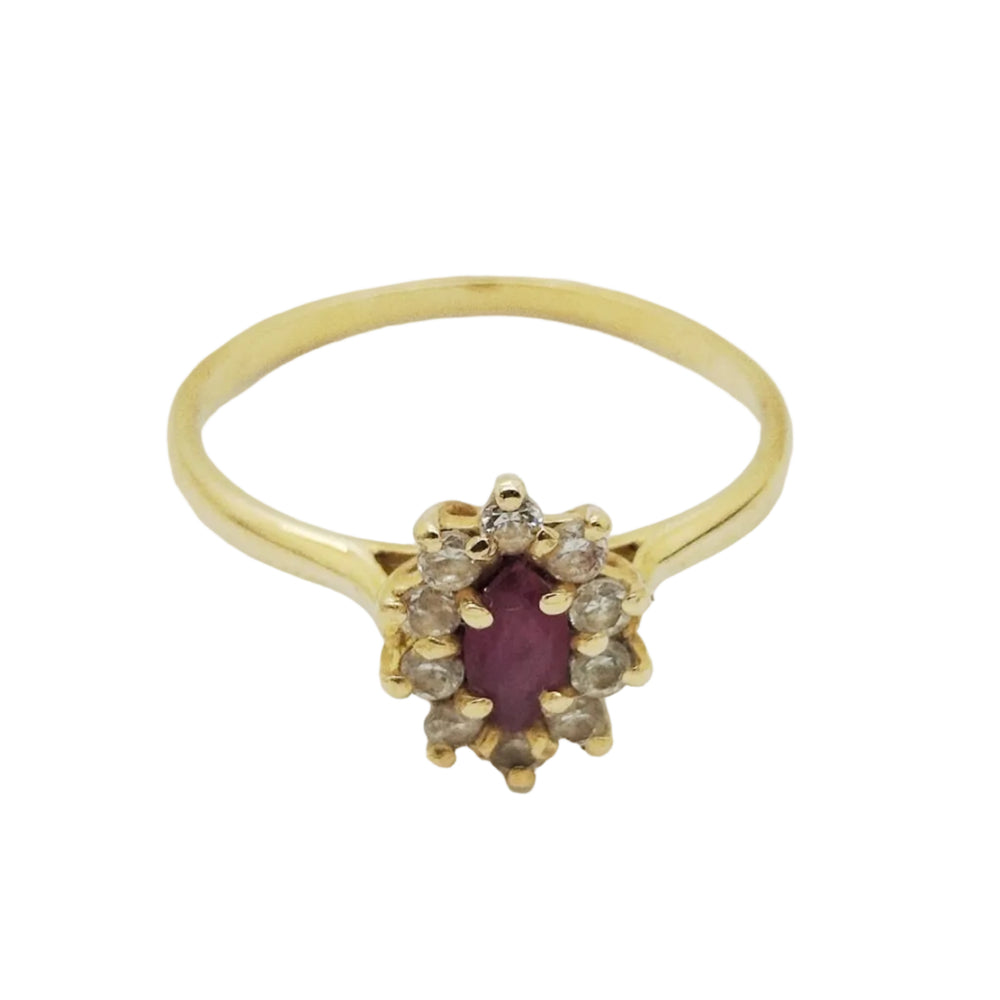 Bague en Or Jaune avec Oxyde de Zirconium et Rubis 18k
