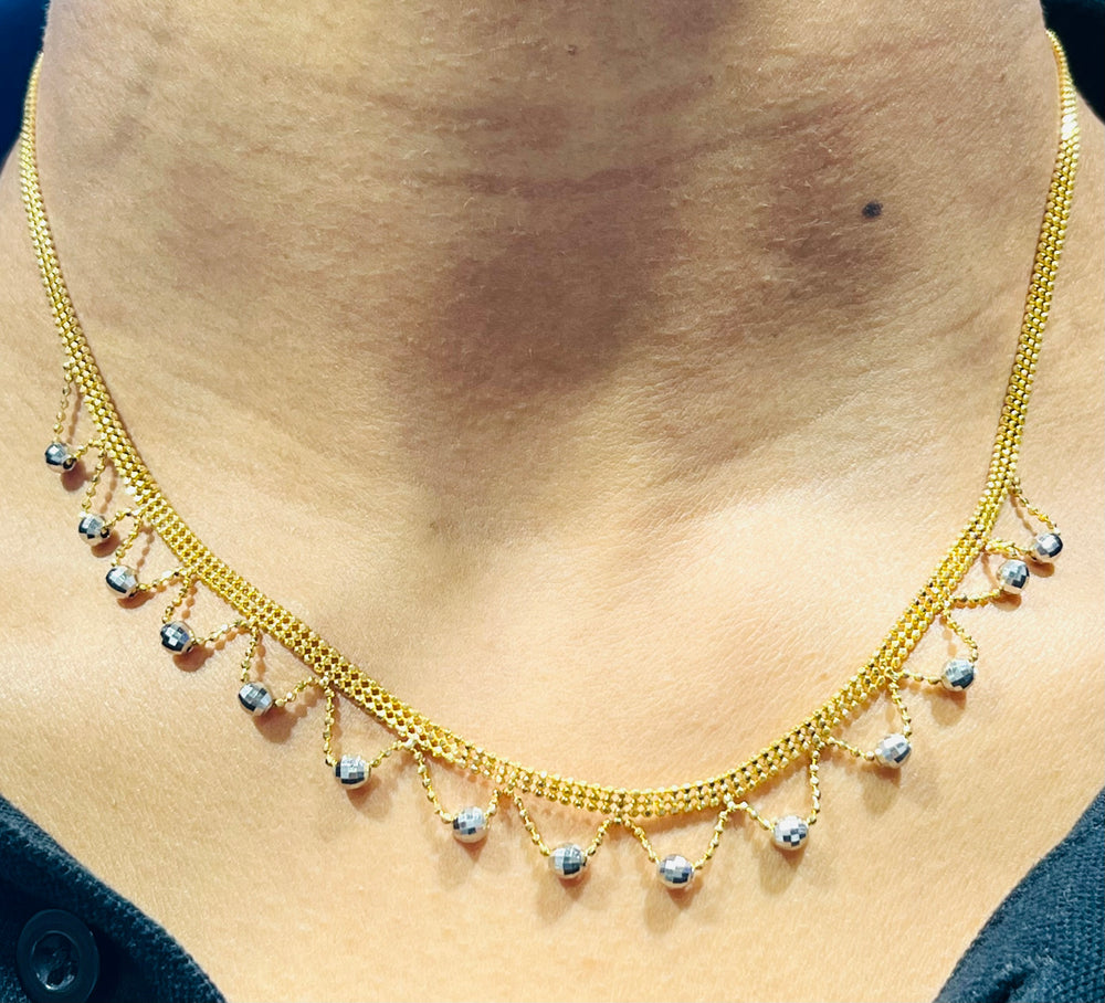 Collier en maille Milanaise en Or Jaune et Or Gris 22K - 13.66 Grs