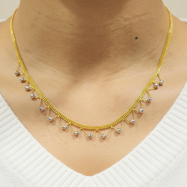Collier en maille Milanaise en Or Jaune et Or Gris 22K - 13.66 Grs
