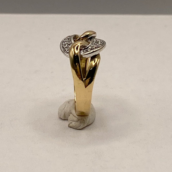 Bague en Or Jaune et Blanc 18K avec 26 diamants 6.67 Grs - Taille 55