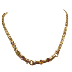 Collier Princesse en Or Jaune avec Pierres Multicolores 18K - 21.90Grs