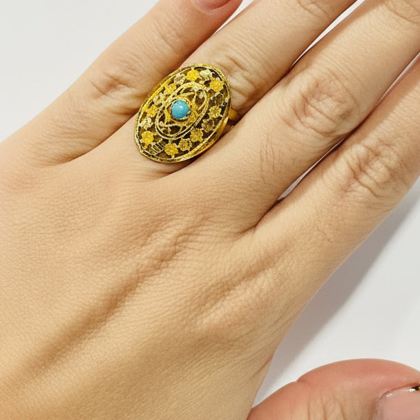 Bague Marquise en Or Jaune 21 K - Taille 51 - 4.42 G