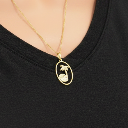 Pendentif Or Jaune Palmier Réunion 18k