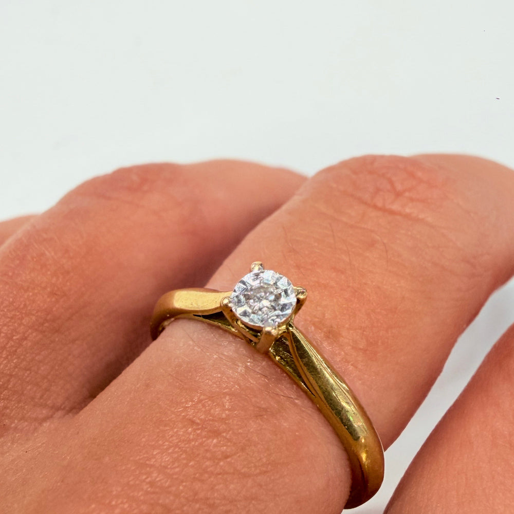 Solitaire Diamant Or Jaune et blanc 18k Taille 56