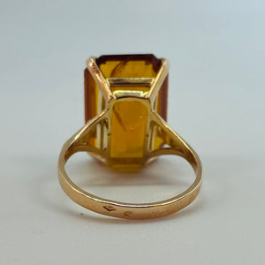 Solitaire en Or Jaune 18K Citrine - Taille 54
