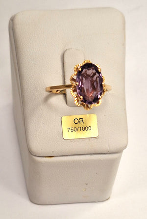 Bague en Or Jaune 18k avec Améthyste