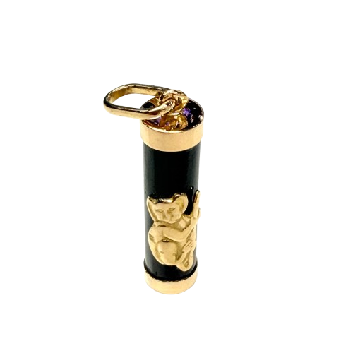 Pendentif Tiki en Or Jaune et Onyx 18k - 3.12 Grs