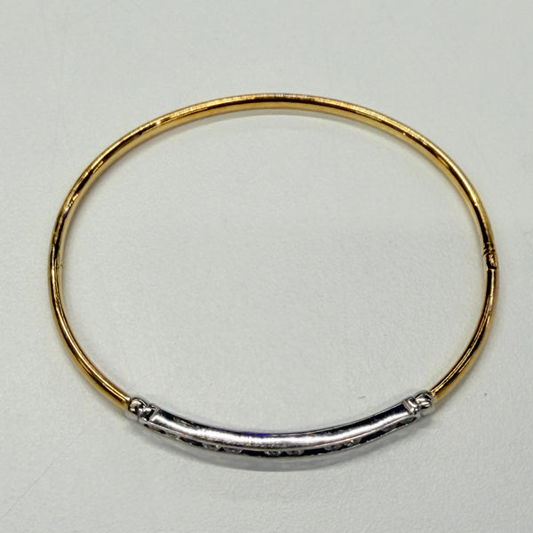 Jonc en Or Jaune et blanc 18 K avec Saphir et Zirconium