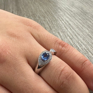 Bague saphir et diamants en or blanc 18K Taille-54