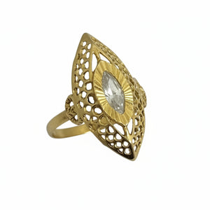 Bague Marquise Or Jaune 18 Carats avec Oxyde